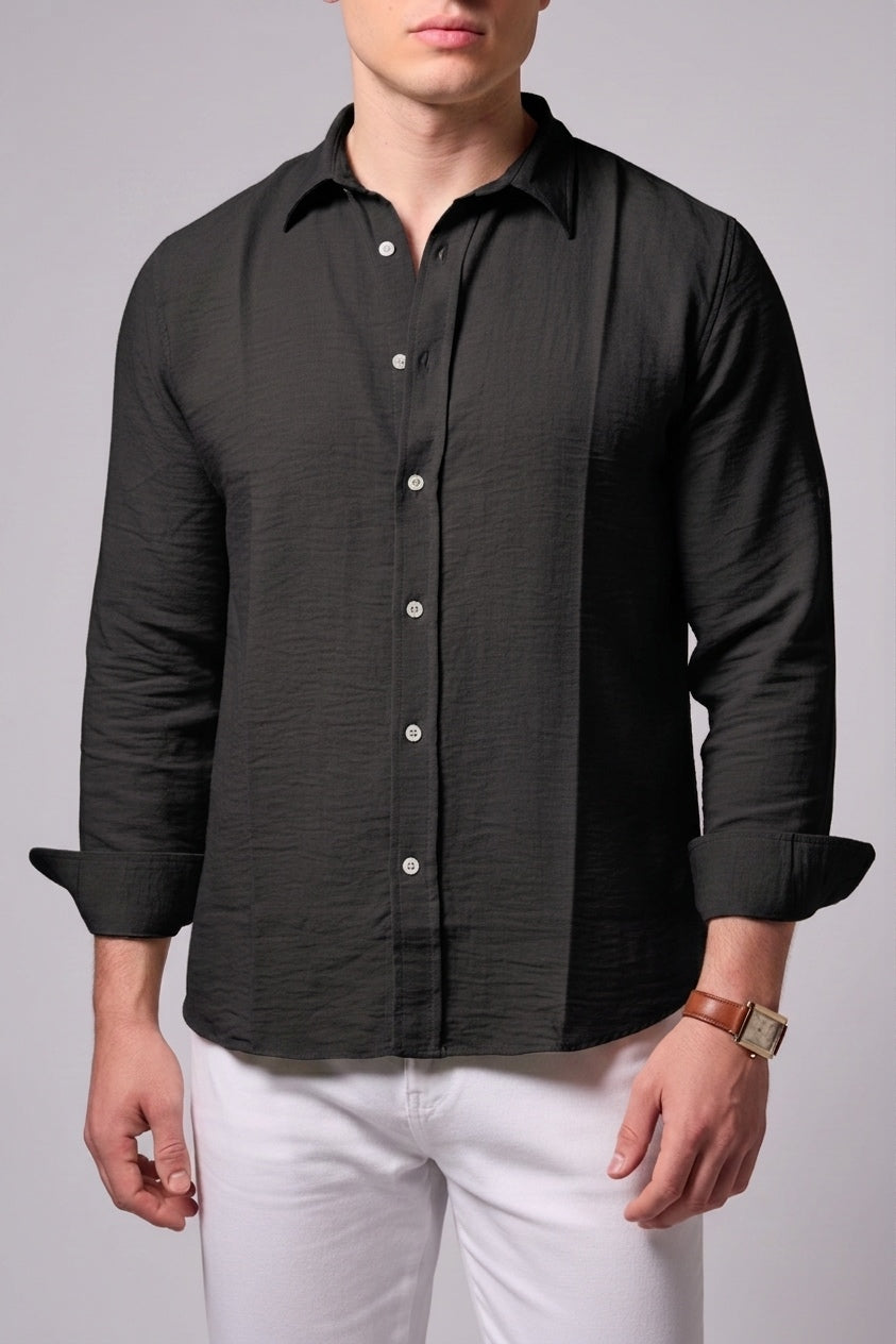 Black linen shirt