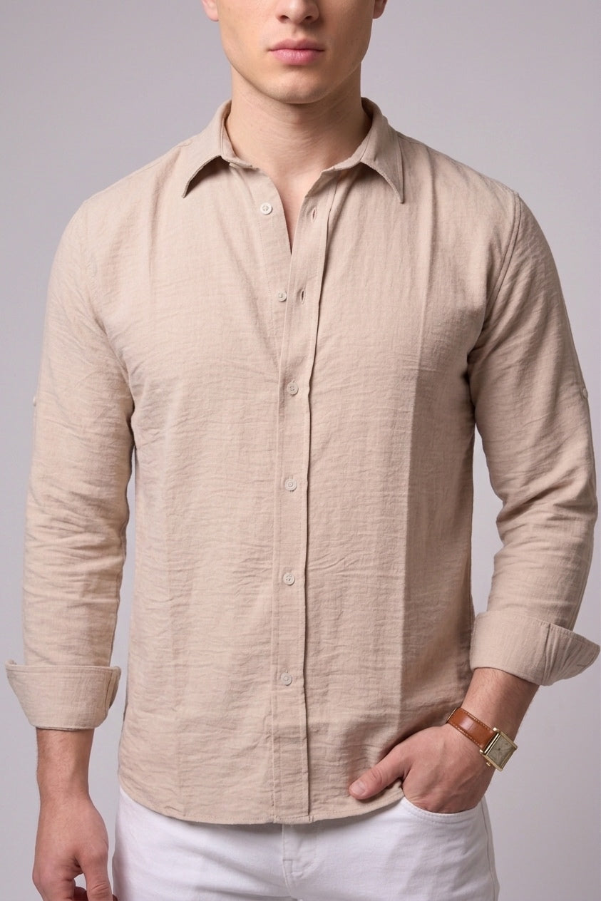 Creamy beige linen shirt