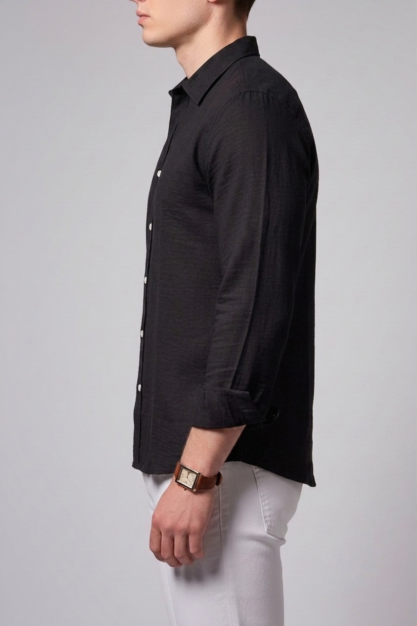 Black linen shirt