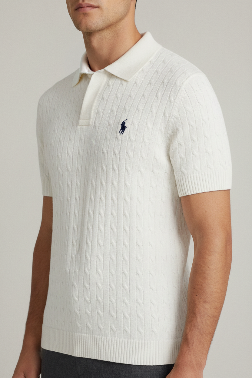 White Ralph Lauren cable knit T-shirt