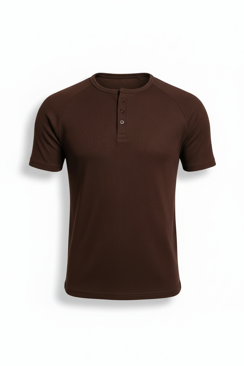 Brown Henley shirt - Short sleeve