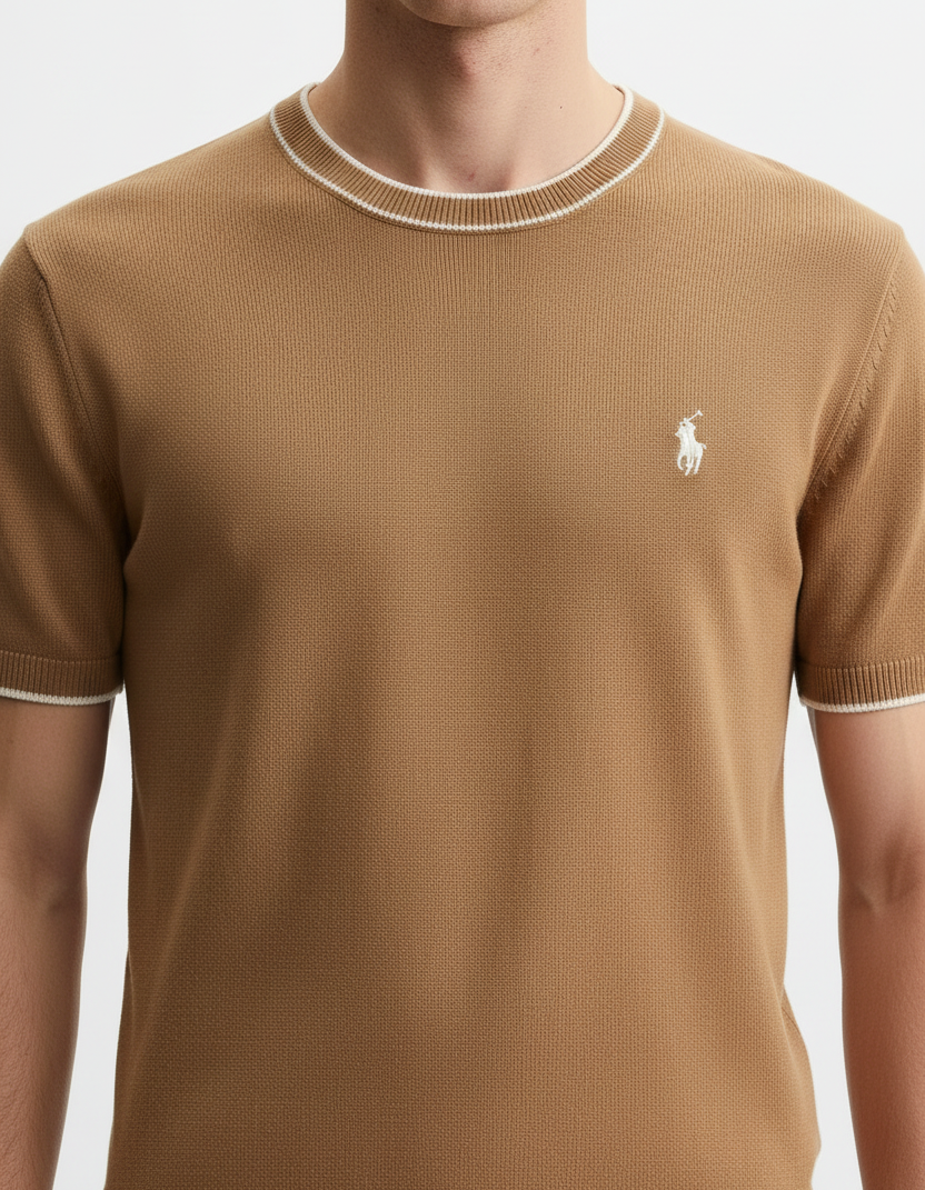 Camel crewneck knit Tee