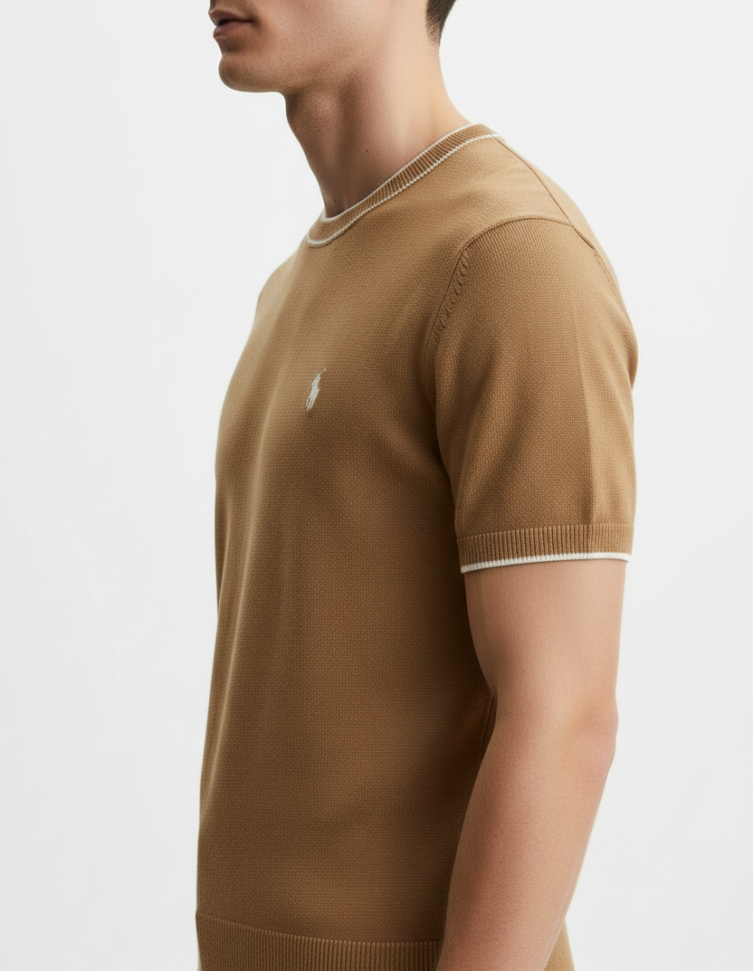 Camel crewneck knit Tee
