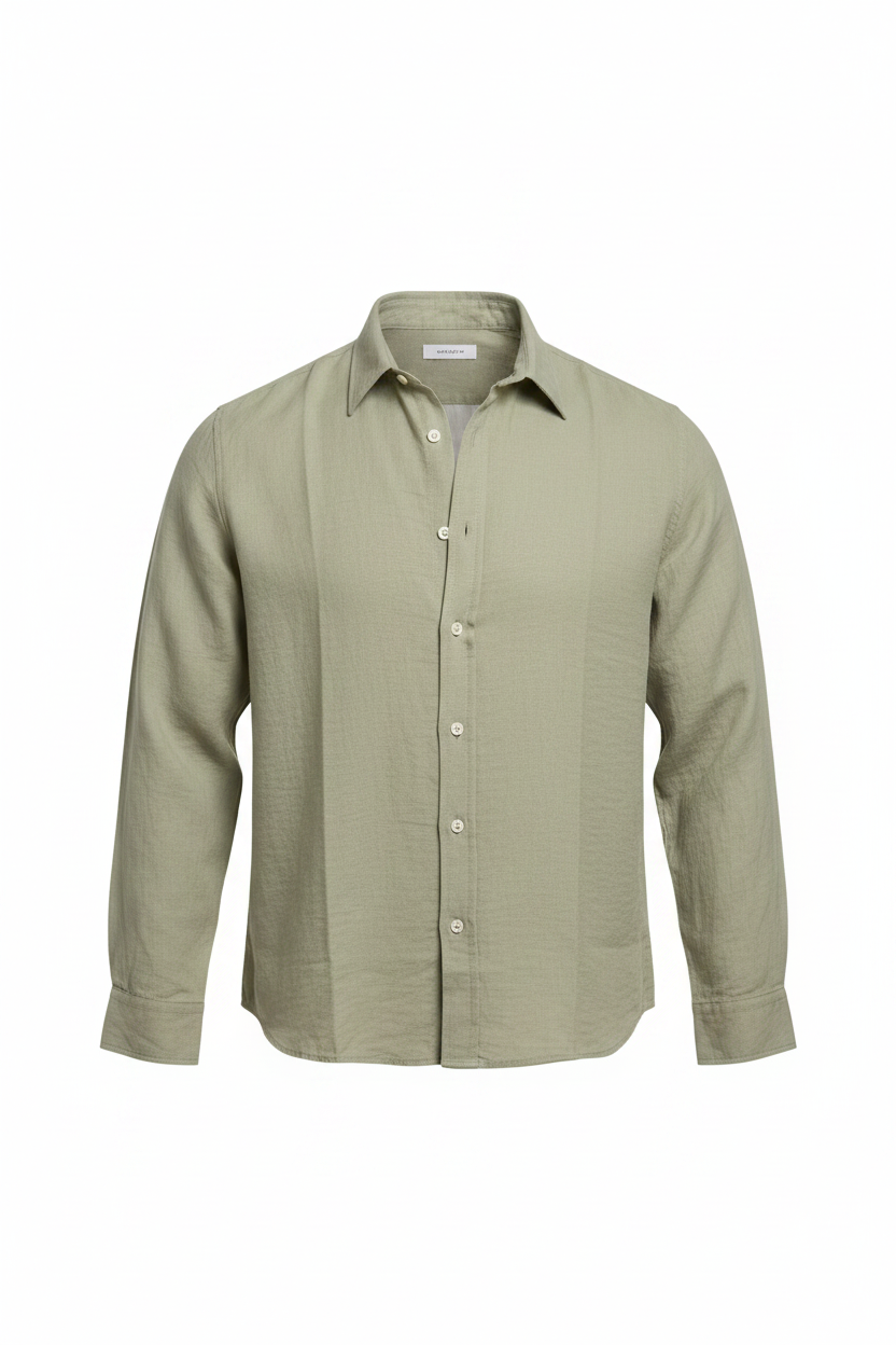 Olive green linen shirt