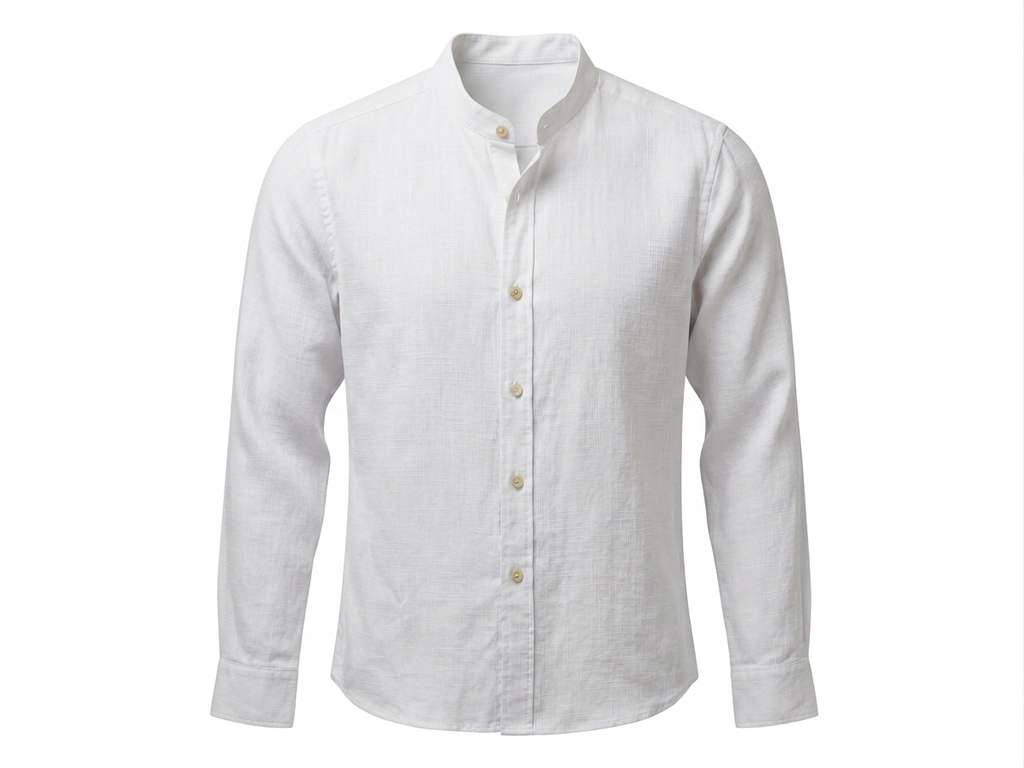 White linen shirt - Band collar