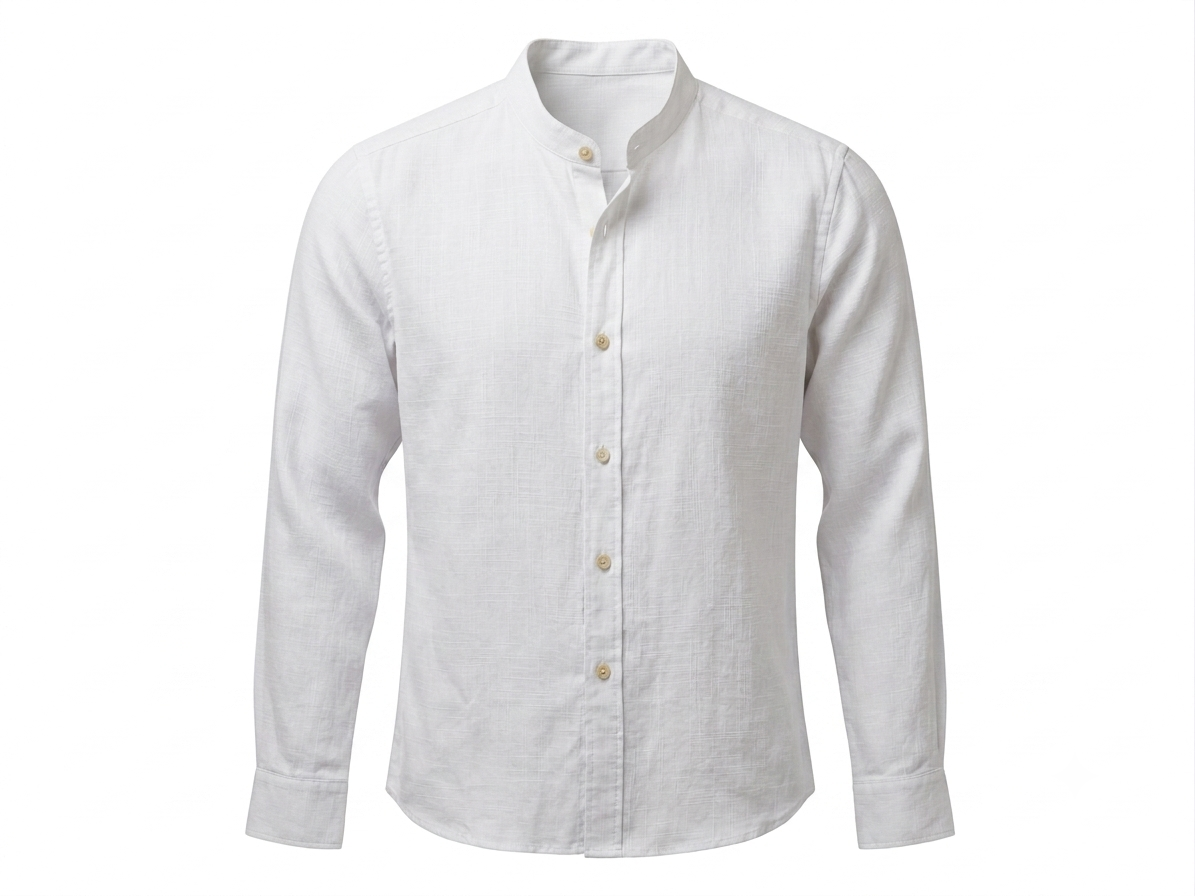 White linen shirt - Band collar
