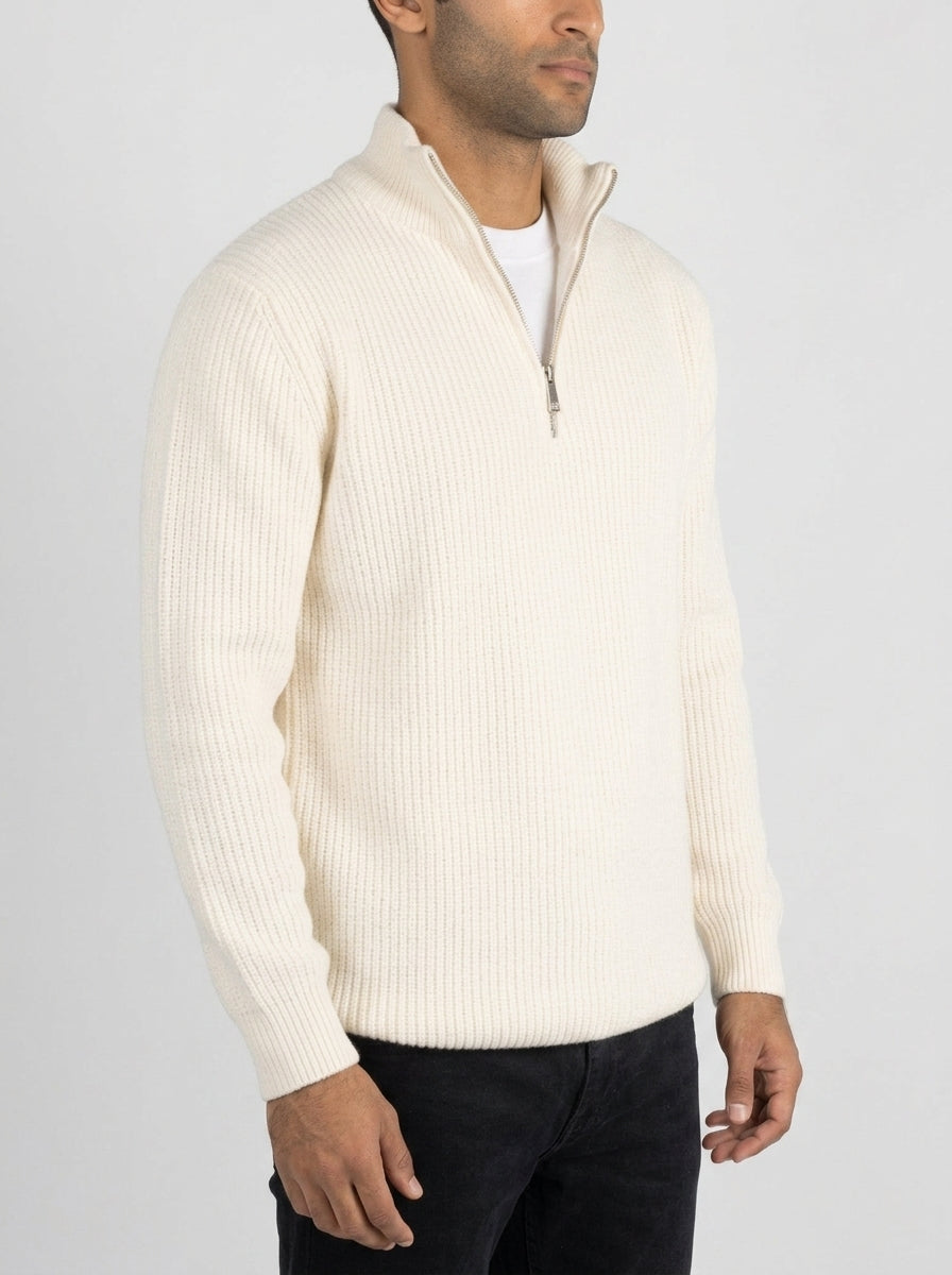 White Quarter zipper pullover