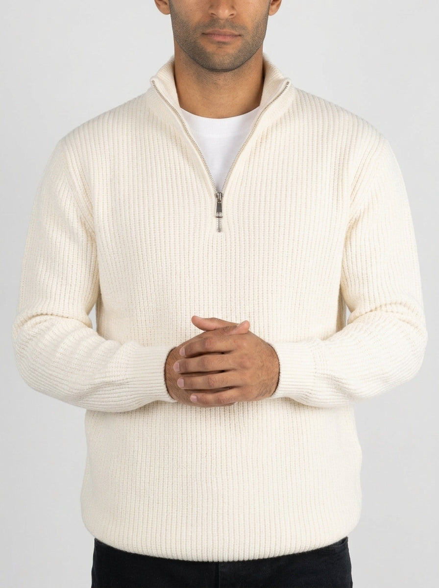 White Quarter zipper pullover