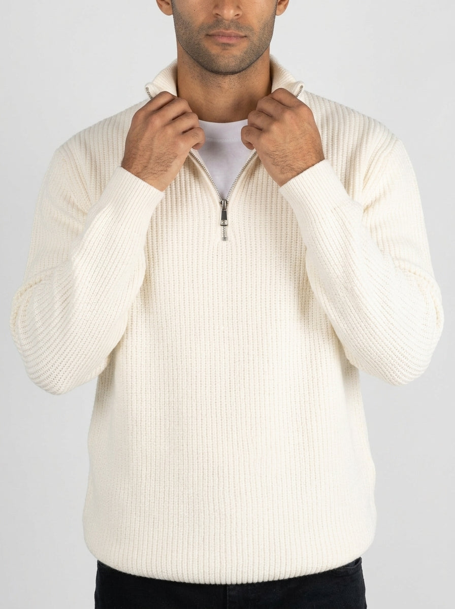 White Quarter zipper pullover