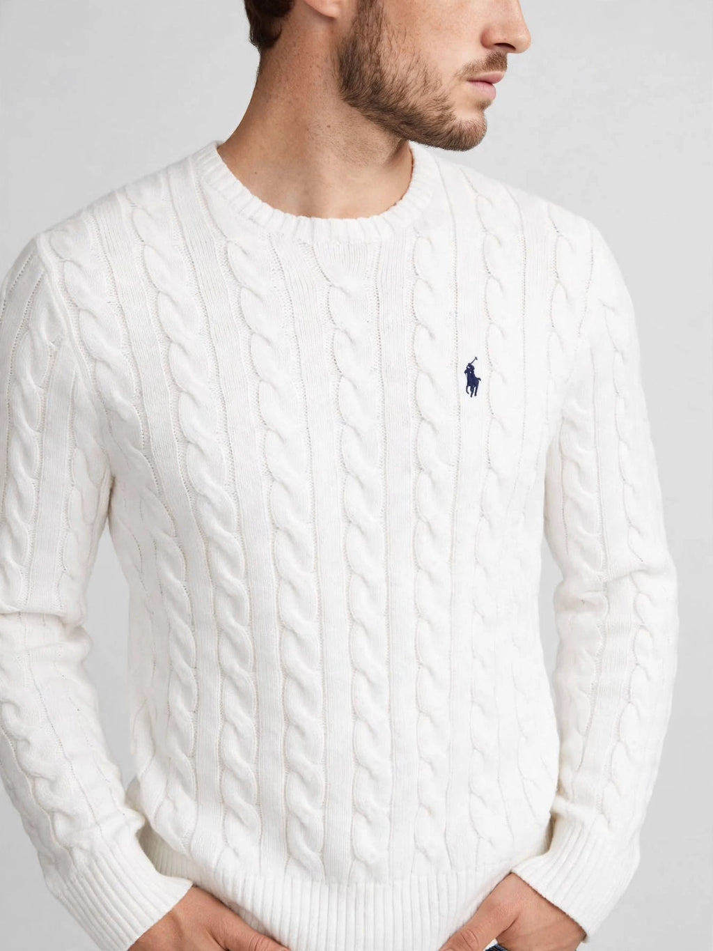 White Ralph Lauren Cable Knit Sweater