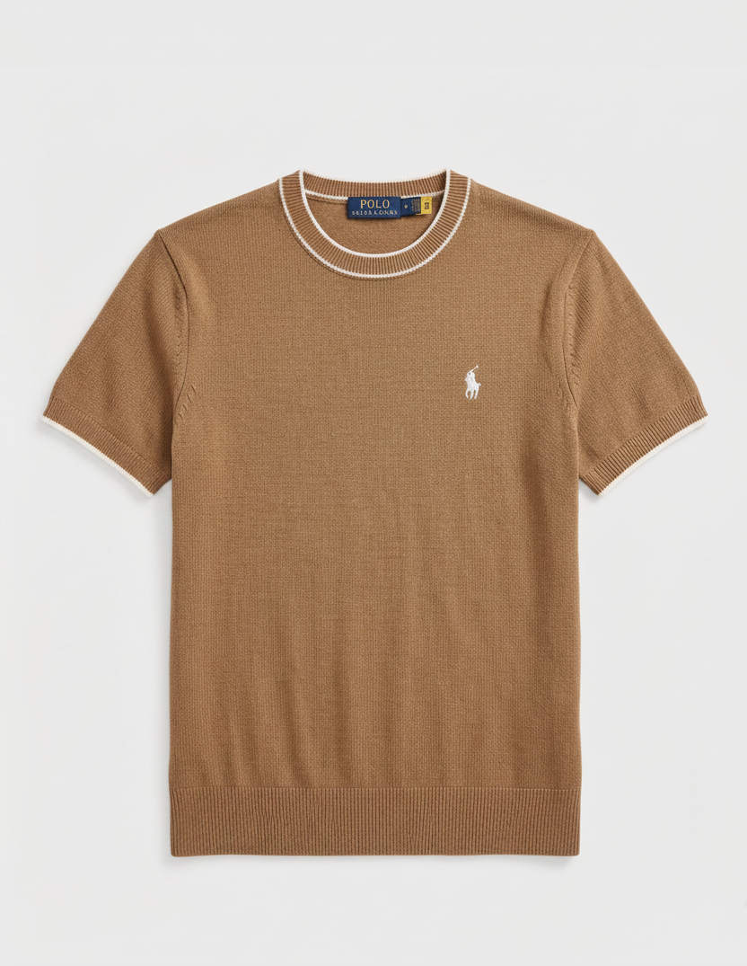 Flat Lay Camel Knit Tee