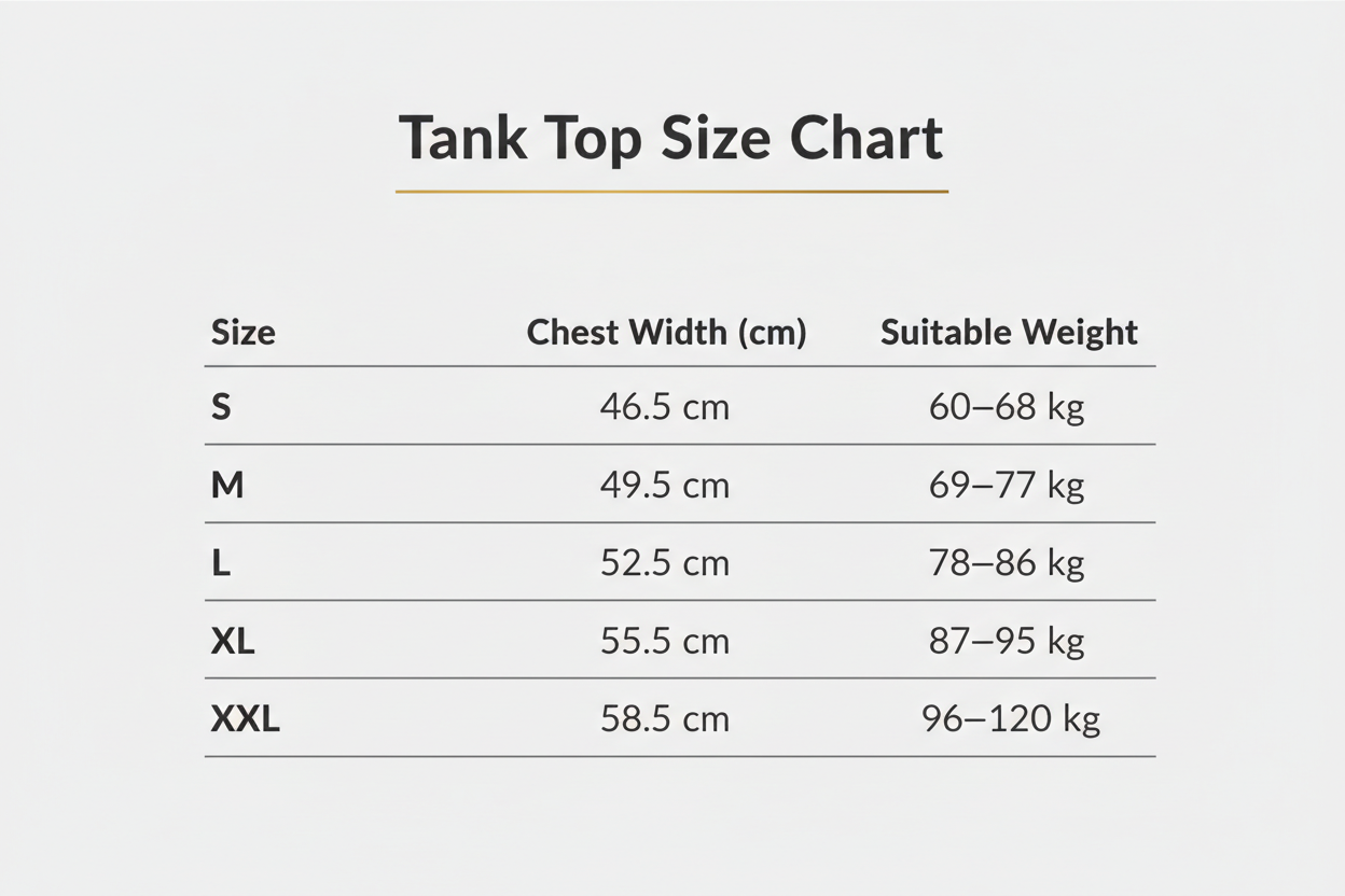 Tank Top Size Chart