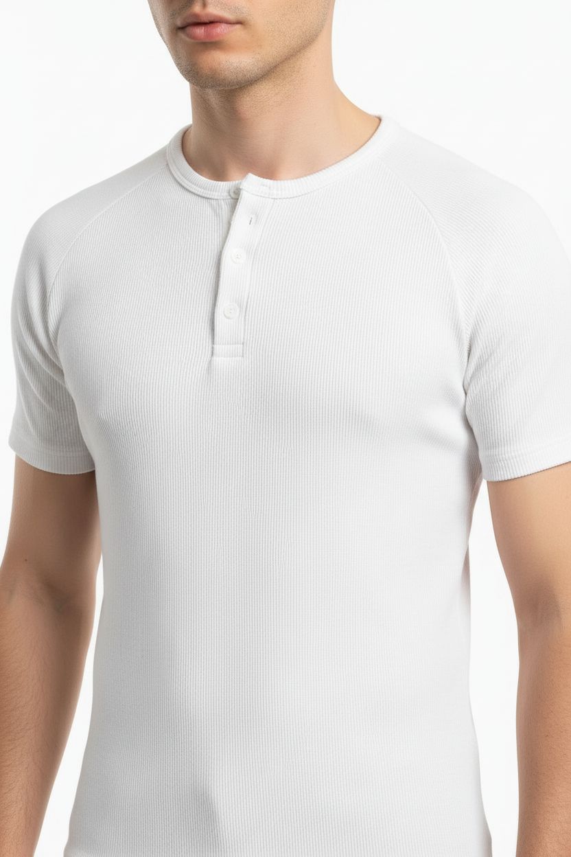 White Henley shirt - Short sleeve